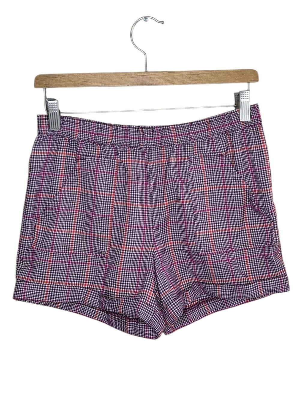 Wonder Nation Girls Plaid Cuffed Pull-On Shorts Size XXL 18 Pink Purple Orange